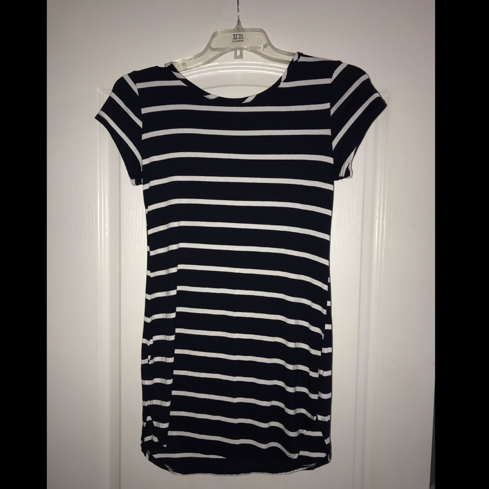 Striped blue and white T shirt dress